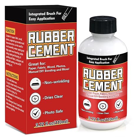 Rubber Cement, 110ml Multifunctional White Adhesive, No Wrinkling PVA Glue, Ideal for Crafts, Paper, Fabric, Wood, Photos, DIY Crafts, and More