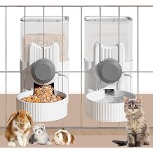 kathson Hanging Automatic Pet Food and Water Dispenser,Gravity Auto Rabbit Feeder for Cage,Guinea Pig Feeder and Waterer Set,Cat Food Bowl Dog Feeding Station for Bunny,Ferret,Chinchilla (Blue)