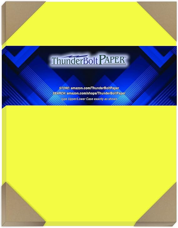 50 Neon Yellow Fluorescent Color Cardstock - 8.5" X 11" (8.5X11 Inches) Standard Letter|Flyer Size - 65# lb/Pound Light Card Weight Cover Paper - Quality Printable Smooth Surface Sheets