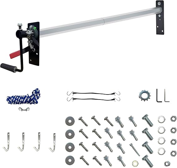 Dump Trailer Tarp Kit, Width from 80''to 110'', Hand Crank Tarp Roller Kit,Manual Pull Cab Level Dump Truck Tarp Roller Hexagon Axle equiped with 7" Sponge-Wrapped Handle （NO TARP）