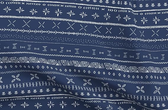 Spoonflower Fabric Boho Print Navy Blue Bohemian on Chiffon
