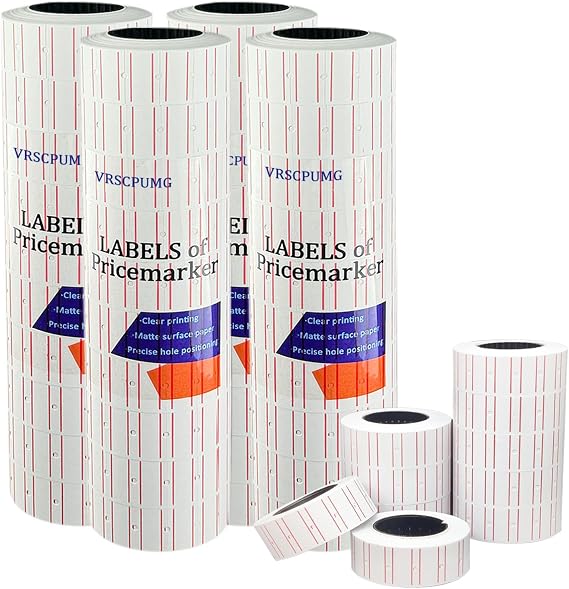 PVC 40 Rolls 20000CT Price Labels, Price Gun Stickers for CN-979, MX-5500, NEW-MX5500, MX-H-813 and Other 1-line Pricing Gun(Do Not Contain Gun)