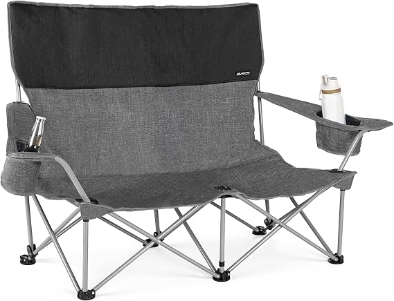 Huskfirm High Back Double Camping Chair, Lightweight Camping Loveseat, Grey
