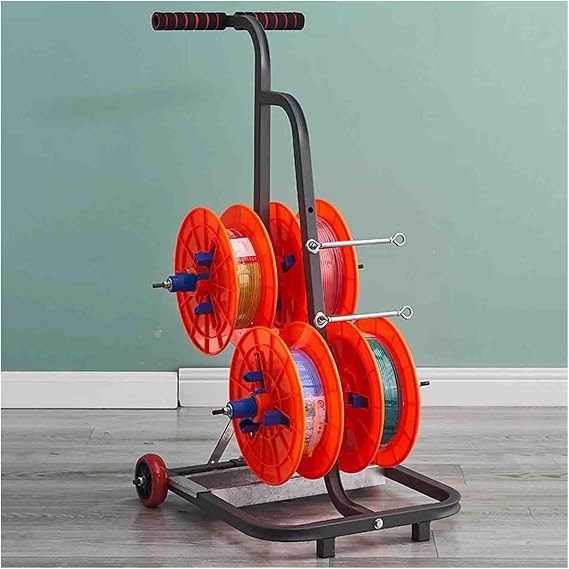 Heavy Duty Steel Wire Dispenser for Cable Reels, Reel Cable Pulley, Wire Stripping Cord Rope Hose Reel Wire Cable Storage(A-47x49x90cm)