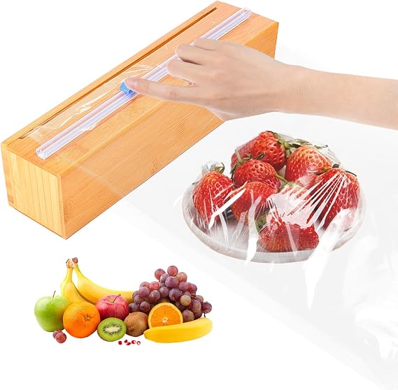 Plastic Wrap Dispenser with Cutter for Aluminum Foil, Plastic Wrap and Wax Paper, Fits 13" Roll(Plus)