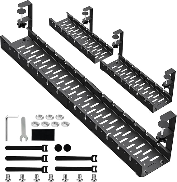 Retractable Under Desk Cable Management Tray No Drill, 43–76 cm Adjustable
