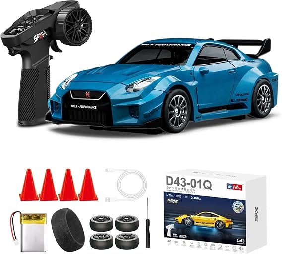 Kumoyu 1:43 Profesyonel Mini Drift RC Araba GTR 4WD 15 KM/H Hız Metal Alaşım Gövde EPS Stabilizasyonu Tam Orantılı Çift Modlu LED Uzaktan Kumandalı Oyuncak Araba