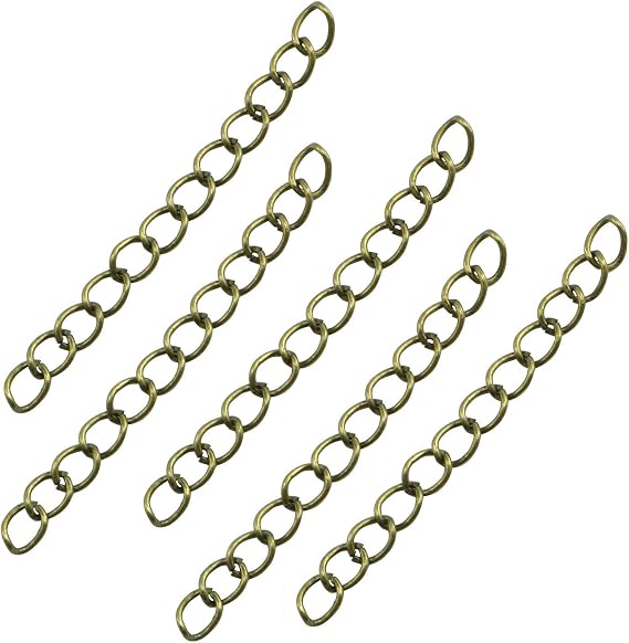 NX Garden Tail Extender Chain 100PCS Ancient Bronze 50 x 4mm Chain Extension Tails for DIY Jewelry Making