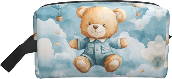 Travel Toiletry Bag for Women Men - Waterproof Cosmetic Toiletries for Girls Kids, Dopp Kit Shaving Makeup Pouch Wash Bags Accessories Organizer, Bears Flying
