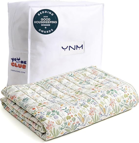 YnM King Size Cooling Nylon/PE Weighted Blanket for Adults (88x104 Inches, 20 Pounds, Jungle Bloom), Heavy Bed Blanket for Two Persons of 90~160lbs on Queen or King Bed