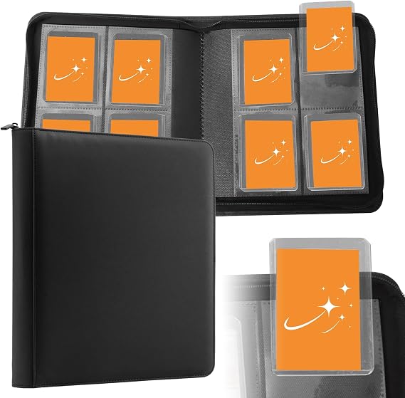 Toploader Binder, Holds 160 Toploaders, 4 Pocket Top Loader Holder with 20 Double Sided Sleeves for 7.6 x10.1cm Rigid Card Holders for Trading Cards or Sports Cards in Toploaders (TH1)