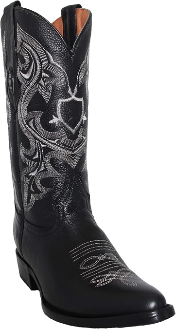 Mens Genuine Leather Cowboy Boot J Toe Leather Western Boot