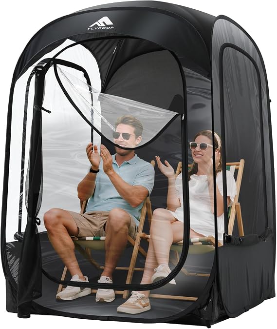 Sports Tent: Flycoop Portable Weather Pop Up Pod 2 Person to Provide Shelter from Wind Rain and Cold Weather Shelter for Outdoor Activities, Sports Events, Camping and Hiking (50" x 50" x 69")
