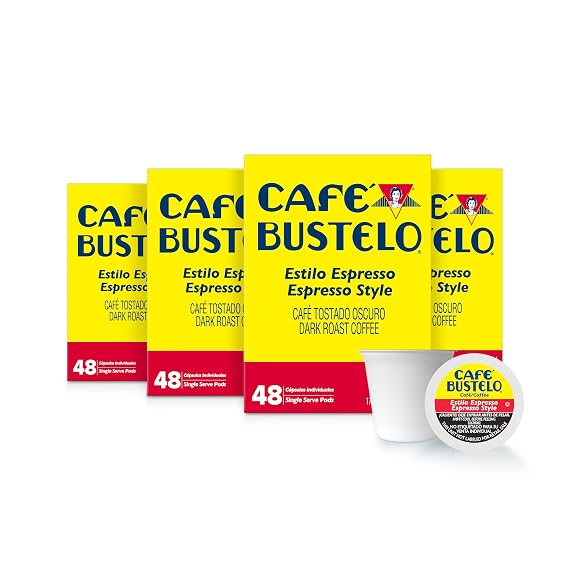 Cafe Bustelo Espresso Style Dark Roast, Single Serve Coffee Pods, 48 Count (Pack of 4)