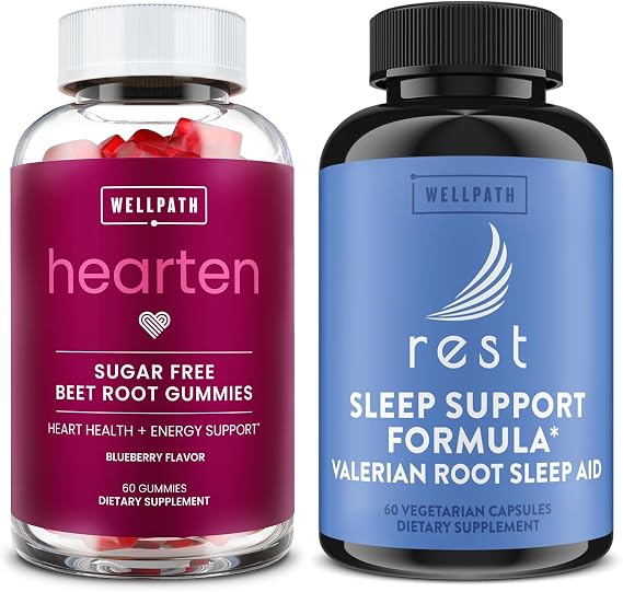 WellPath Beet Root Gummies (Sugar Free) 1500 mg Blueberry Flavor for Blood Pressure Support and Rest Valerian Root Sleep Aid for Adults with Melatonin & L-Theanine - Natural Sleep Support, 60 Ct