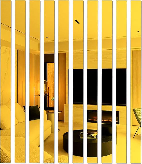 10Pcs DIY Striped Mirror Stickers 39.37 Inch Self Adhesive