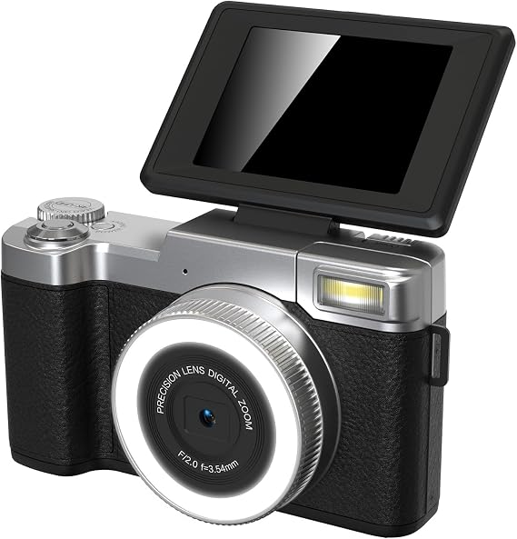 4K Digital Camera for Photography, 48MP Vlogging Camera with 180 Flip Screen, 18X Digital Zoom Compact Travel Video Camara for Beginner (Black)