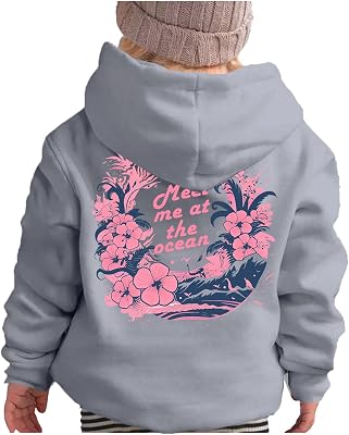 Pink Puff Hoodie for Kids Letter Graphic Hoodie Cute Preppy Sweatshirt Teen Girls Long Sleeve Tops with Pockets