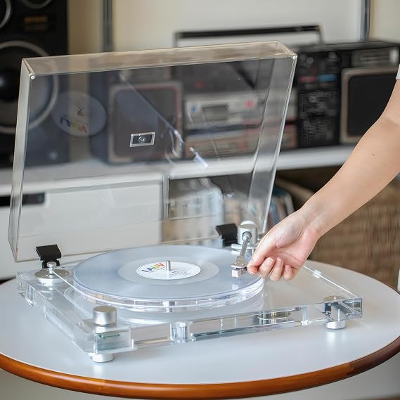 Vinyl Record Player, Fully Transparent Record Player, Anti-Resonance, CNC Aluminum Alloy Platter,High Fidelity Turntables for Vinyl Player with Magnetic Cartridge AT-3600L, Belt Drive 2-Speed