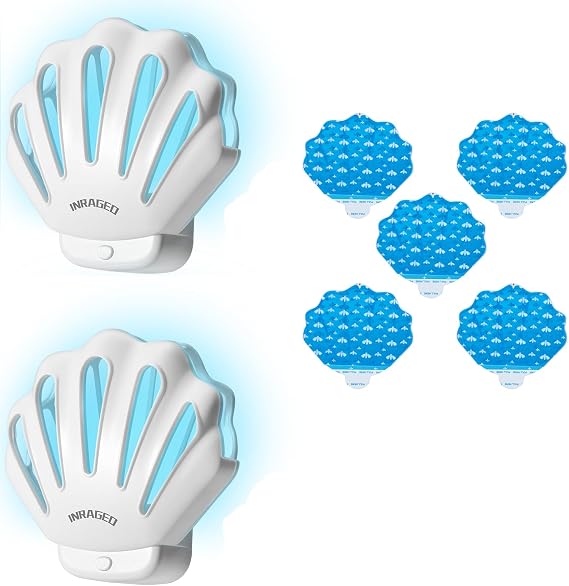 Flying Insect Trap HU002 Plug-in (2 Pack, White) and Flying Insect Trap Refill Kit(5 Pack-Refill, Transparent)