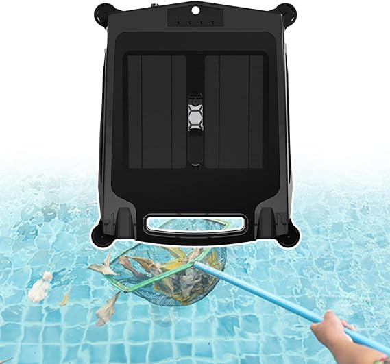 Robotic Pool Skimmer for Above Ground Pool, Up to 300 Minutes of Run,for Filtering 80 m2 Pool,Solar Automatic Robot Pool Skimmer
