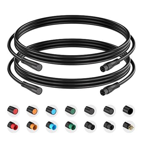Extension Cable 2Pin/3Pin/4Pin/5Pin/6Pin/8Pin/9Pin Waterproof Plug Works for Electric Bicycle Light/Throttle/Ebrake/Display Extend Cable (6pin 80cm)