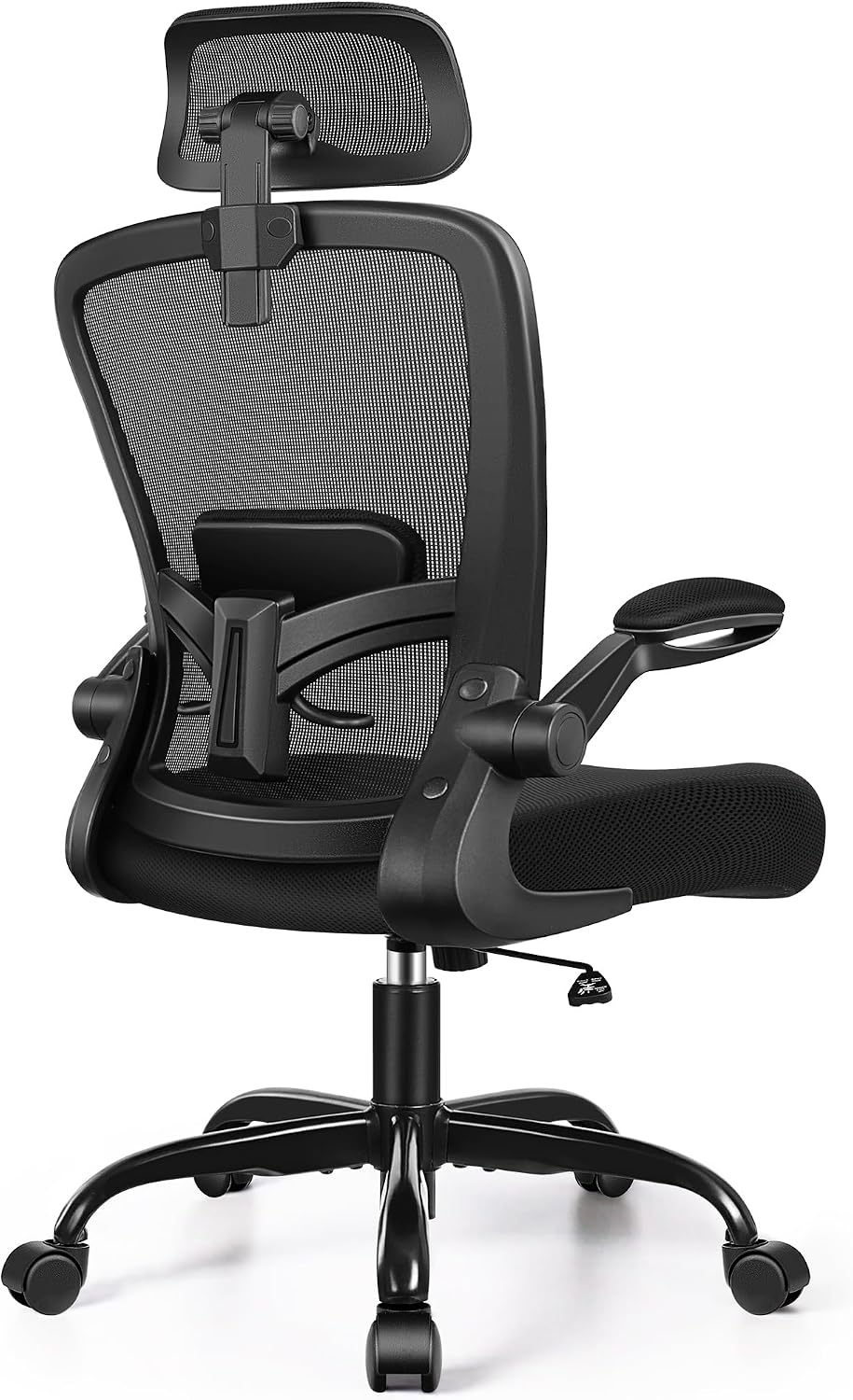 FelixKing Ergonomic Office Chair, Adjustable Headrest Desk Chair with Armrest & High Back & Lumbar Support Home Office Swivel Swivel Chair Executive Computer Chair for Office Black