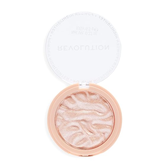 Revolution Reloaded Pressed Powder Highlighter, Dare to Divulge | Intensely Pigmented for a High-Impact Glowy Finish, Vegan & Cruelty-Free, 0.22 oz