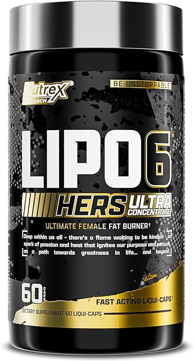 Lipo-6 Black Hers Ultra Concentrate | Weight Loss Pills for Women | Fat Burner, Appetite Suppressant, Metabolism Booster for Weight Loss + Hair, Skin, Nails Support | 60 Diet Pills