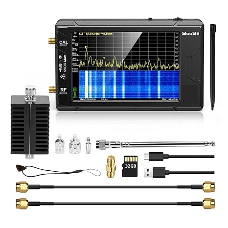 Spectrum Analyzer, Ultra Spectrum Analyzer with 25W Attenuator 4" TFT Display 100kHz to 5.3GHz with 32GB Card Version V0.4..1