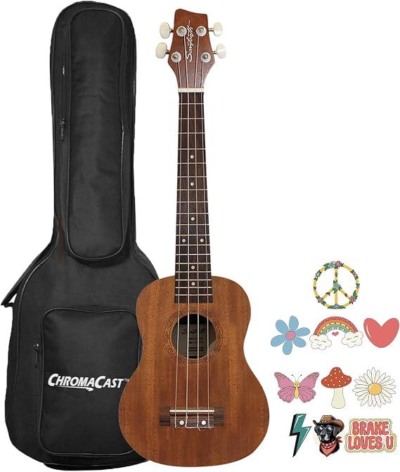 Autographed Sawtooth Mahogany Tenor Electric Ukulele w Gig Bag and Fishman KUL-101 Preamp/Built In Tuner and Official Brake Stickers