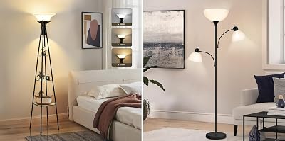Luvkczc 72 Tall Torchiere Floor Lamp with 8W BulbFloor Lamp with Shelves, 69 Tall Industrial Floor Lamps for Living Room