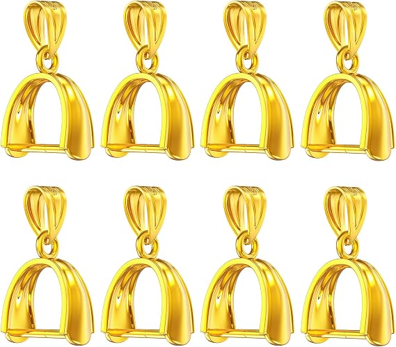 14K Gold Plated 925 Sterling Silver Pinch Bails for Jewelry Making Pendant Clasp Pinch Clip Bail Clasp 3 Sizes Pendant Jewelry Connector for Necklace Dangle Charm DIY Craft Making