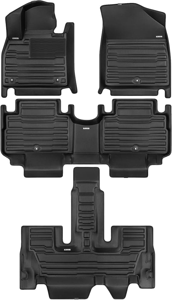 TuxMat - for Volkswagen Tiguan 2018-2024 Models - Custom Car Mats - Maximum Coverage, All Weather, Laser Measured - This Full Set Includes 1st, 2nd and 3rd Rows