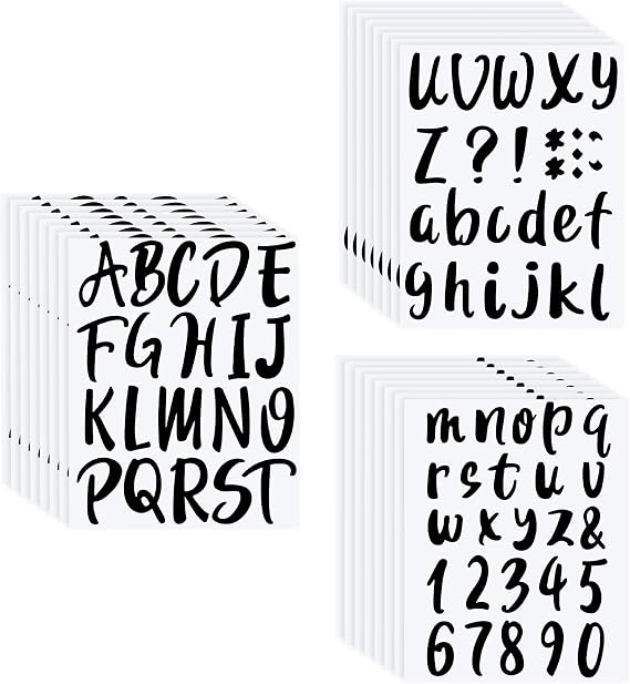 Outus 576 Pcs 8 Sheets Letters Stickers Vinyl Alphabet Number Decals Back to School Supplies for Water Bottles Cups Mailbox Scrapbooking Bulletin Board Classroom Decor(Black,3 Inch)