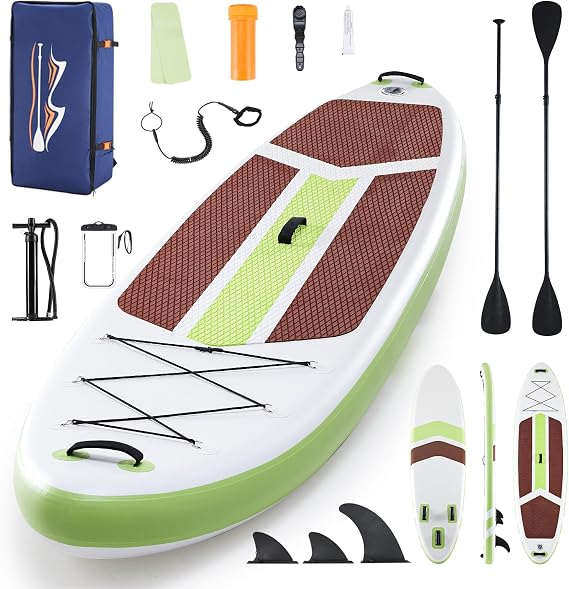 Extra Wide Inflatable Paddle Board,2-in-1 Adjustable Paddle Board for Adults,400lb Capacity Stand Up Stable Inflatable SUP, All Skill Levels,3 Detachable Fins,1 Backpack,Pump & Repair Kit