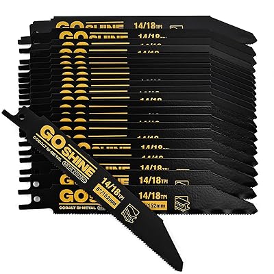 25 Pack 6 inch 1418 TPI Cobalt Bi-Metal Auto Dismantling Reciprocating Saw Blades for 116-516 Medium Metals, 6 18TPI Demon sawzall Blades
