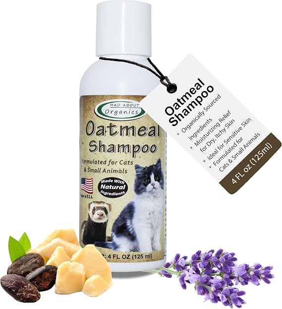 Oatmeal Shampoo for Cats & Small Pets Gentle, Balanced Formula for Skin & Coat Health Comforts Dry Skin Care for Small Pets 4 Weeks & Up, Including Pregnant Pets 4 oz