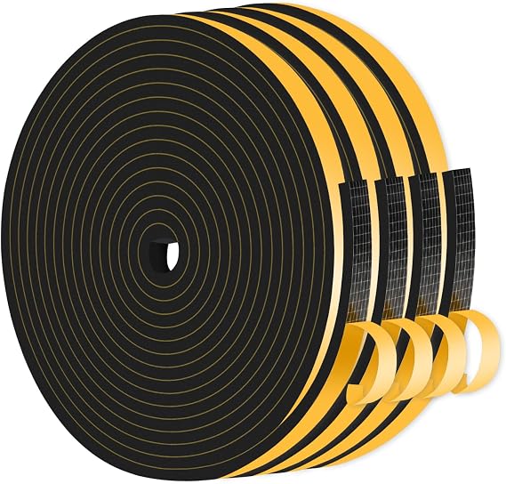Draft Excluder Tape,High Density CR,Black,6mm x 3mm x 16M