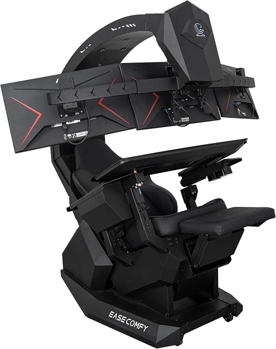Imperatorworks EASECOMFY T2 Throne Computer Cockpit, Zero Gravity Chair Workstation,can Extend for 5 Monitors Support ultrawide 1 * 49" Option with Massage Function