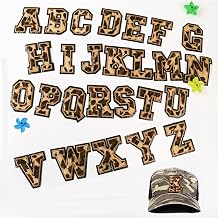 26 PCS Chenille Letter Patches, Leopard Gold Letter Patch, Glitter Patches, Embroidered Letters Patches Stick on Adhesive, Varsity Chenille Iron on Letters Bulk 3.1in Height