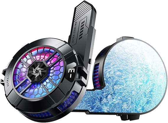 Magnetic Cell Phone Cooler, Universal Cellphone Radiator with Removable Grip, AI Smart Temperature Control, Portable RGB Cooling Fan Compatible with iPhone/Android/Tablet/iPad