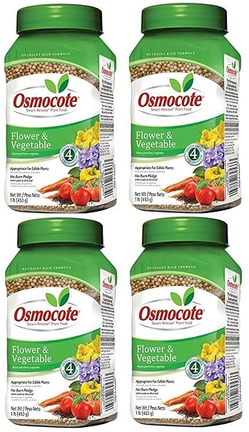 Osmocote Smart-Release Plant Food Flower & Vegetable, 14-14-14, 1 Lbs. - Pack of (4)