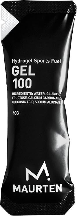 MAURTEN Gel 100 Energy Gel - 12-Pack of 40g - 25g Carbohydrates per Serving - Stomach-Friendly Patented hydrogel Technology for Cycling and Running - Natural & Free of Color or preservatives