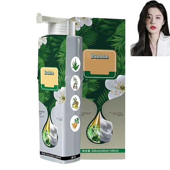 Plant Extract For Grey Hair Color Bubble Dye, 200ml Plant Bubble Hair Dye Shampoo, Natural Plant Bubble Hair Dye, Plant Extract Hair Dye, Bubble Dye Hair Color, For Women Men (dark brown)