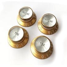Top Hat Bell Reflector Knobs – Volume Tone Controls for Gibson & Epiphone – Gold Silver (Full Set(2x Volume And 2x Tone))