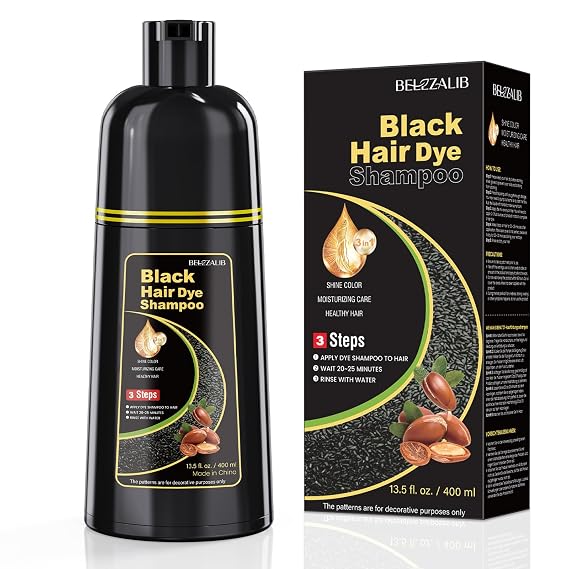 Black Hair Dye Shampoo for Woman & Man, Hair Color Shampoo 3 in 1