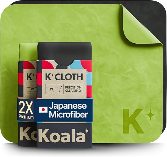 Koala Lens Cleaning Cloth | Japanese Microfiber | Black & Green (Pack of 2)