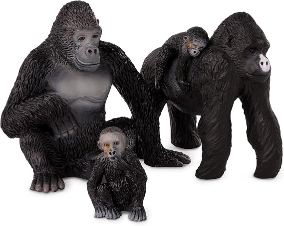 Terra by Battat Gorilla Family Animal Figurines, 4-Piece Set, Animals