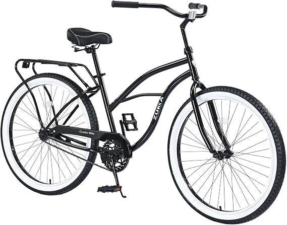 26 Inch Beach Cruiser Bike Single-Speed Men's Commuter Bicycle for Adult Men and Women,Comfortable City Bikes with Rear Cargo Rack,High-Carbon Steel,Multiple Colors